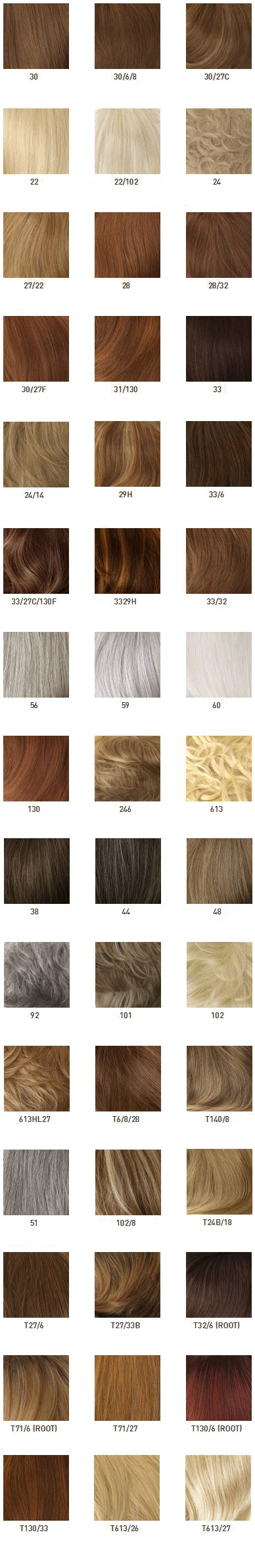 Fake Hair Color Chart